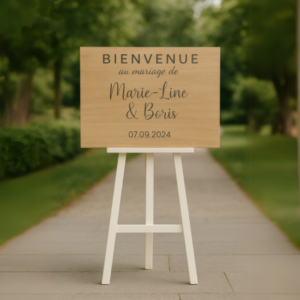 Panneau de bienvenue bois clair  - Clémence